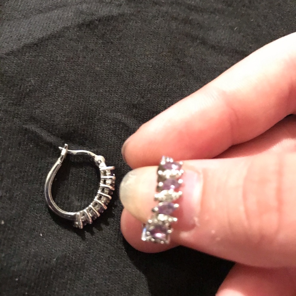 Amethyst and diamond hoop earrings